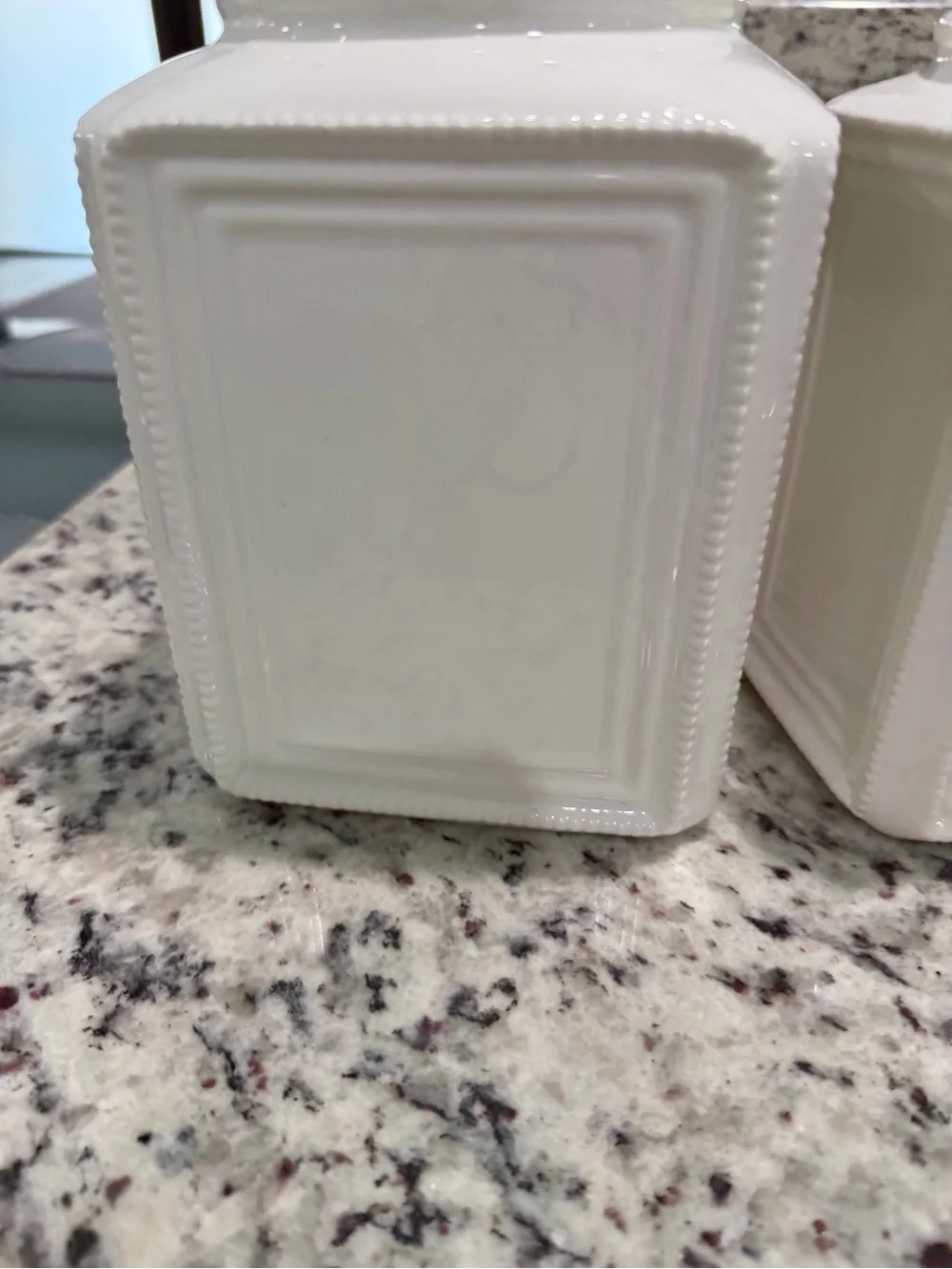 White Ceramic Coffee Canisters with Decorative Metal Label (3)